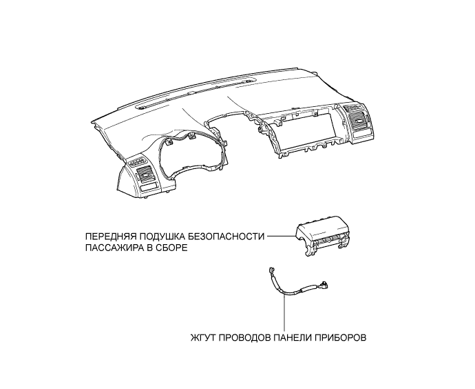 COROLLA, AURIS. ZZE150 ZRE151,152 NDE150.Дополнительная Система (Пассивной) Безопасности.Система Подушек Безопасности.Передняя Подушка Безопасности Пассажира (Для Моделей С Кузовом Типа Хэтчбэк) Узлы И Детали