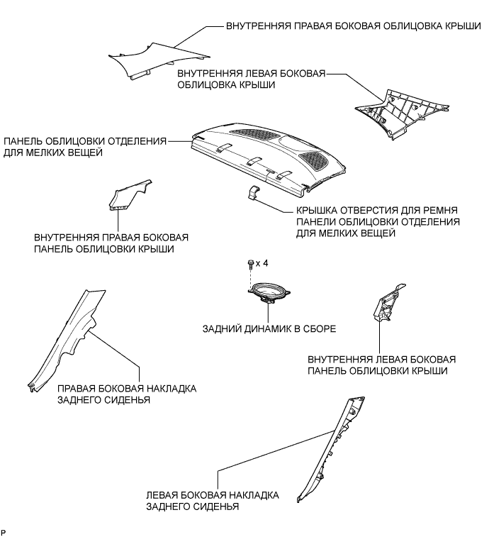 COROLLA, AURIS. ZZE150 ZRE151,152 NDE150.Аудиовизуальная Система.Аудио И Визуальная Система.Динамик В Заднем Отделении Для Мелких Вещей (Для Моделей С Кузовом Типа Седан) Узлы И Детали