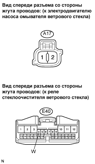COROLLA, AURIS. ZZE150 ZRE151,152 NDE150.Стеклоочистители И Стеклоомыватели.Система Стеклоочистителей И Стеклоомывателей (Для Моделей С Датчиком Дождя).Система Стеклоочистителей И Стеклоомывателей (Для Моделей С Датчиком Дождя)  Цепь Электродвигателя Насоса Стеклоомывателя