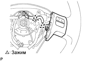 COROLLA, AURIS. ZZE150 ZRE151,152 NDE150.Аудиовизуальная Система.Аудио И Визуальная Система.Выключатели На Рулевом Колесе (Изготовитель – Tmc)  Снятие