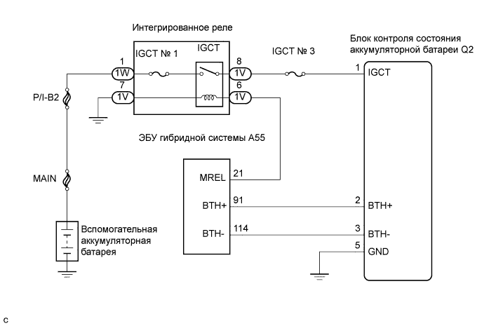 Lexus GS450h GWS191.Управление Зарядкой Аккумуляторной Батареи Гибридной Системы.Аккумуляторная Батарея Гибридной Системы.
Dtc
  P3105-123  Неисправность Цепи Связи С Системой Контроля Состояния Аккумуляторной Батареи