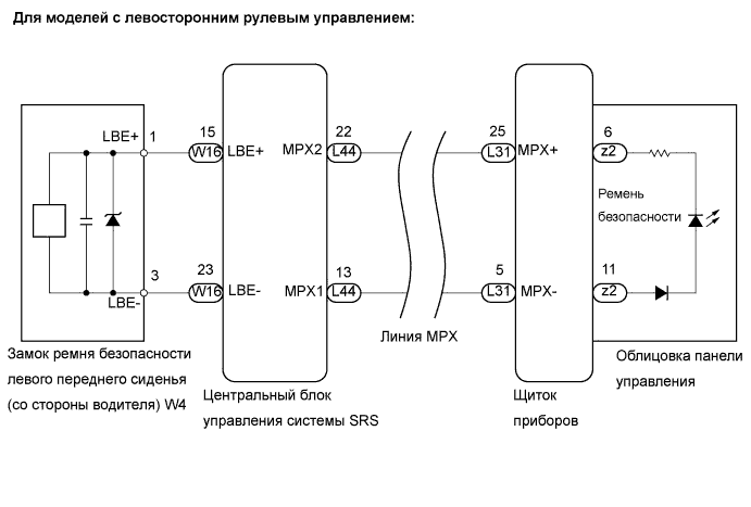 Lexus GS450h GWS191.Ремни Безопасности.Устройство Снижения Натяжения Ремня Безопасности.Система Предупреждения О Непристегнутом Ремне Безопасности  Контрольная Лампа Предупреждения О Непристегнутом Ремне Безопасности Водителя Не Работает